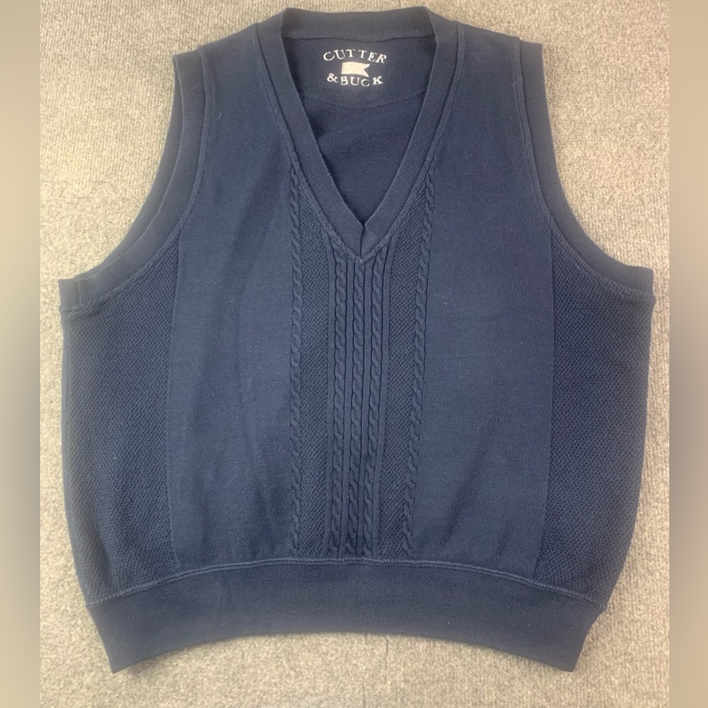 Cutter & Buck Mens 100% Cotton V Neck Sweater Best Size M Blue